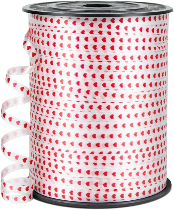 HimBen 500 Yards Curling Ribbon for Gift Wrapping, 3/16" Balloon String for Christmas Valentine Birthday Wedding Party Festival Decoration, Crafts, Flower Bouquet(Red Heart) - Image 1